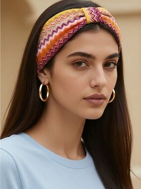 Missoni zig zag chevron knit headband yellow multi color